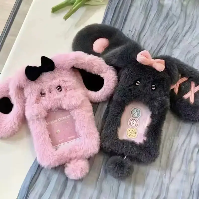 1PCS Plush Photocard Holder Cute Cartoon Animal Design Soft ID Credit Card Protector Band Photo Card Sleeve