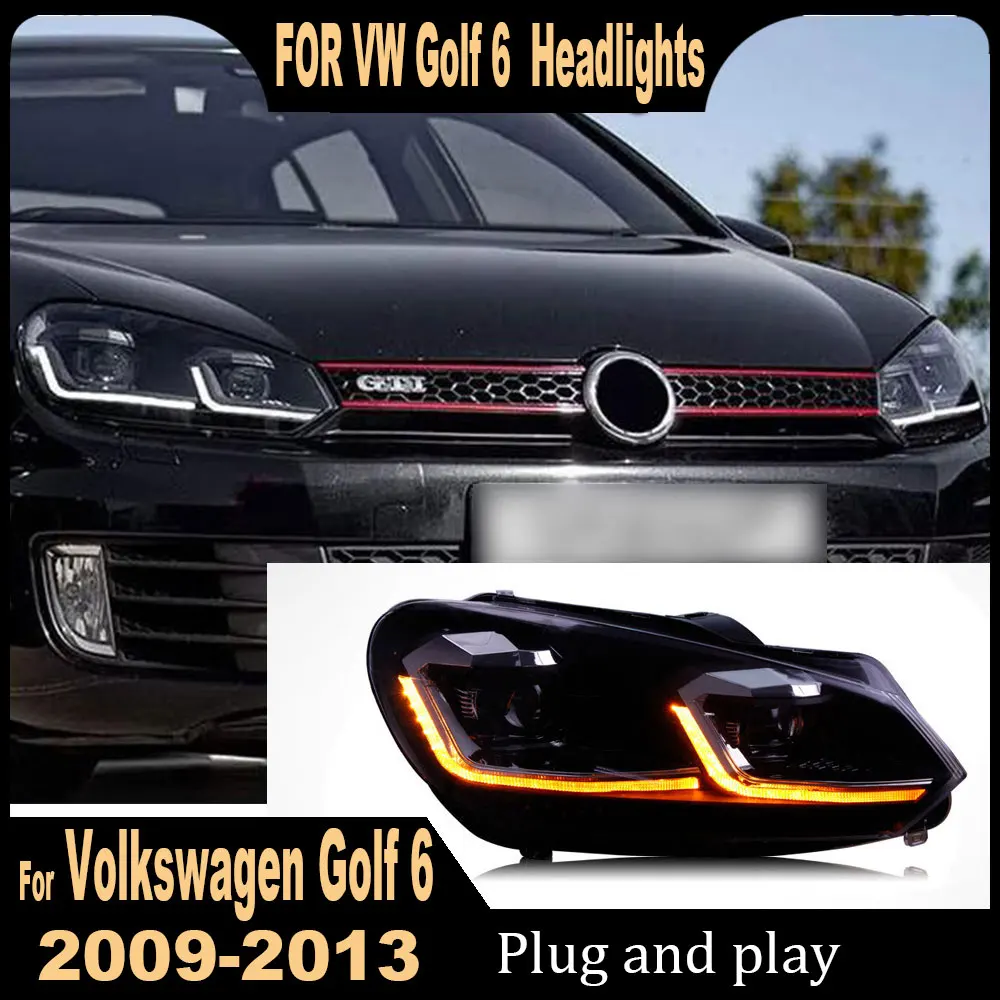 HeadLamp for VW Golf 6 MK6 LED Headlight 2009 2010 2011 2012 Headlights Golf6 DRL Turn Signal High Beam Angel Eye Projector Lens