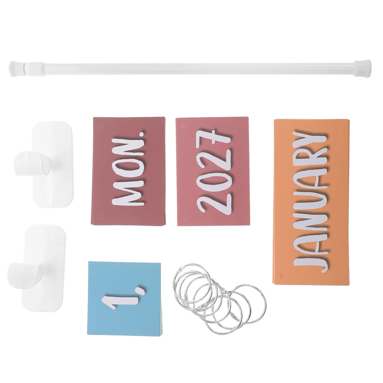 1Set Perpetual Classroom Calendar Boho Rainbow Bulletin Board 2026-2029 Flip Calendar Hanging Rod Teacher Organization Daily