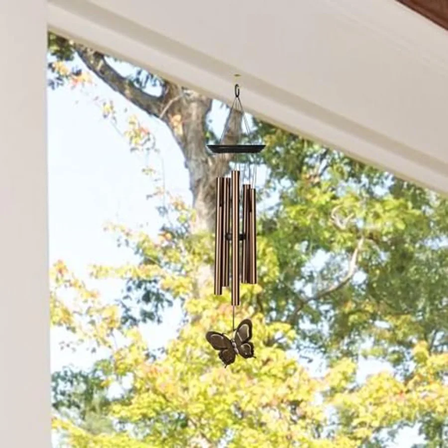 Woodstock Wind Chimes My Butterfly Chime, Bronze Aluminum Tubes, Small 21-Inch, Light Airy Sound Wind Chime for Outdoor Decor f
