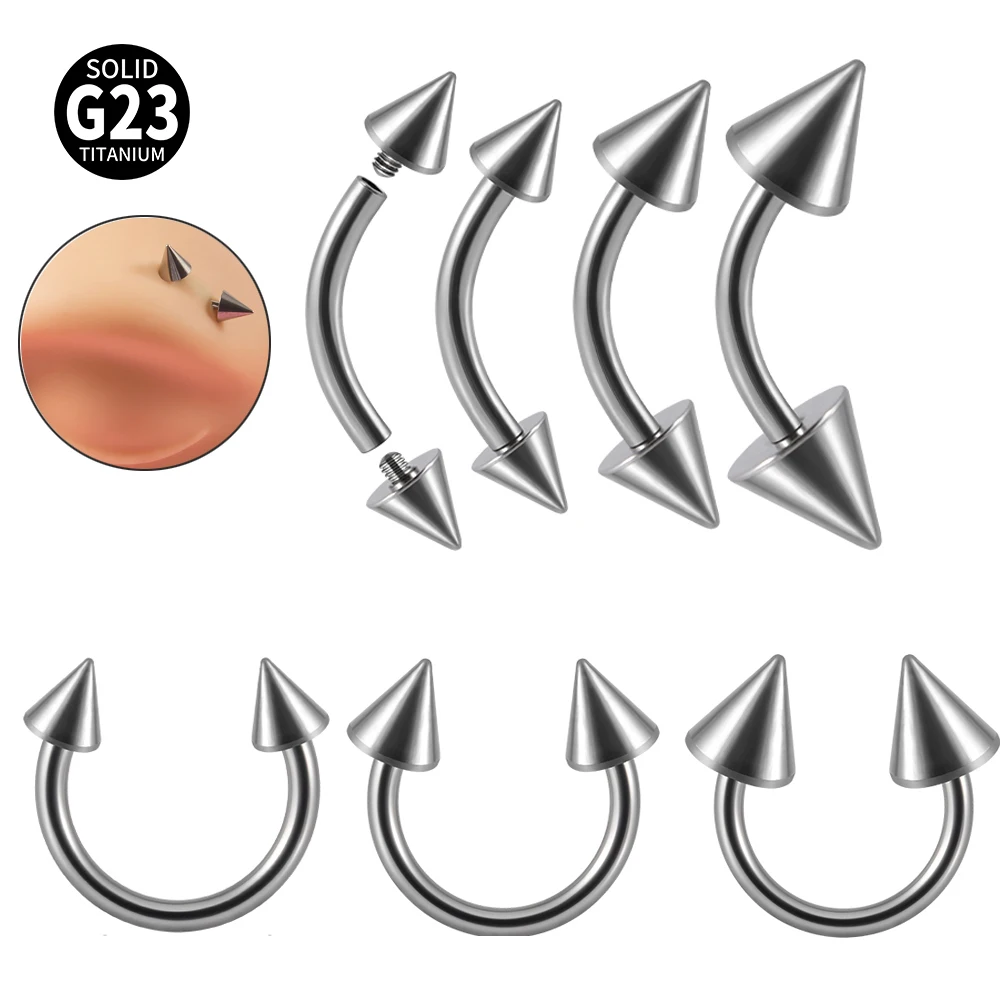 1Pc G23 Titanium spike Curved Horseshoe Barbell Eyebrow Lip Nose Rings Piercing Orelha Cartilage Ear Helix Earrings Stud Jewlery