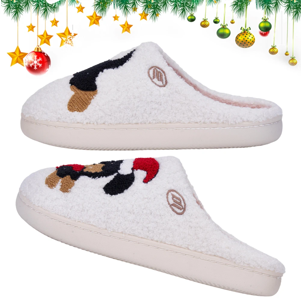 عيد الميلاد الألماني نعال قماش مغلقة اصبع القدم النعال مريحة الدافئة الانزلاق على أحذية منزلية المضادة للانزلاق رقيق النعال المنزل لفصل الشتاء #1