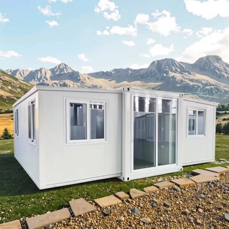 Contemporary 40ft 20ft Steel Prefab Folding Container Houses Double Wing Expansion Integrated for Office Hotel Villa Overseas