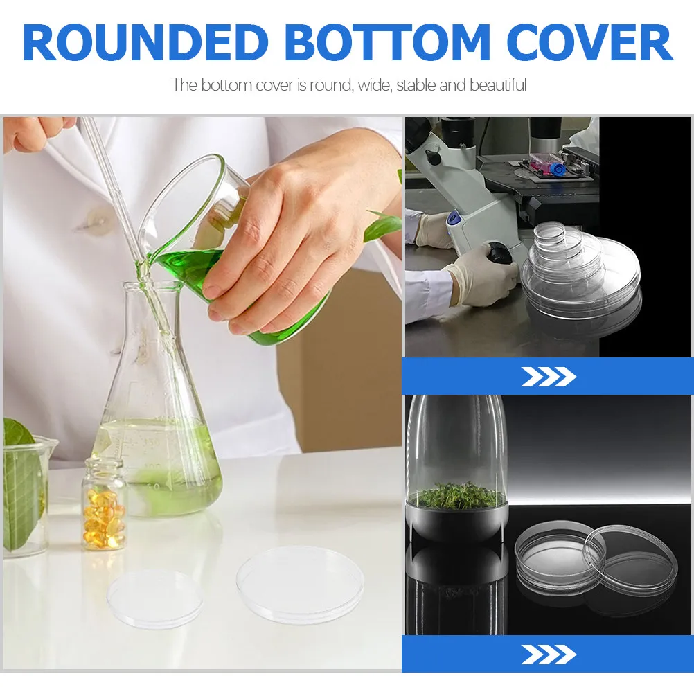 10Pcs Transparent Laboratory Petri Dish Plastic Plate with Cover Multipurpose Use for Plant Cell Tissue Chemistry Research