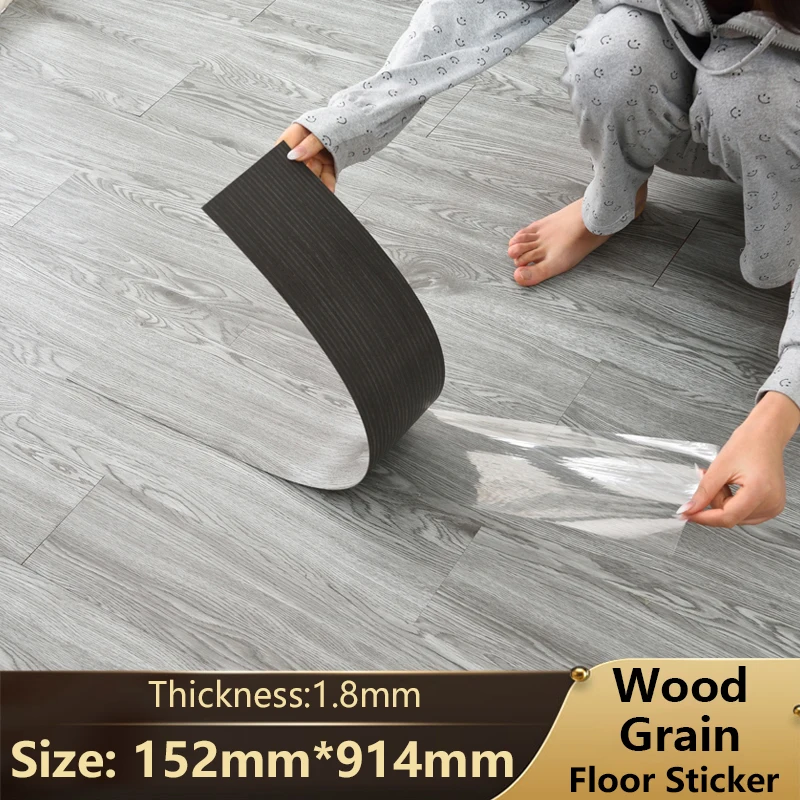 3D Self-Adhesive Wood Grain Floor Wallpaper Modern PVC Foam Wall Sticker Waterproof for Living Room Toilet Kitchen Home Decor