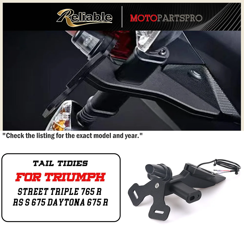 

For Street Triple 765 R RS S 675 Daytona 675 R Motorcycle Rear Short Tail Stock Tidy License Plate Holder Tailstock Bracket Kit