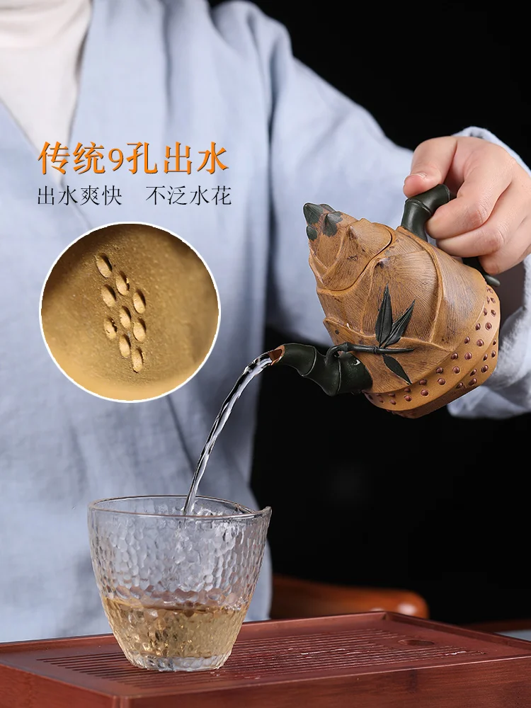 Pure Handmade Household Tea Set, Original Mine Old Section Mud Bamboo