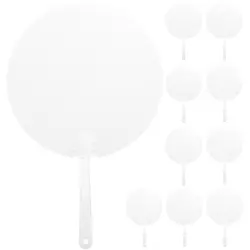 10pcs Round Hand Fan Blank DIY Chinese Hand Fan Stage Performance Hand Fan Wall Decoration For DIY Craft Make Hand Graffiti Fan