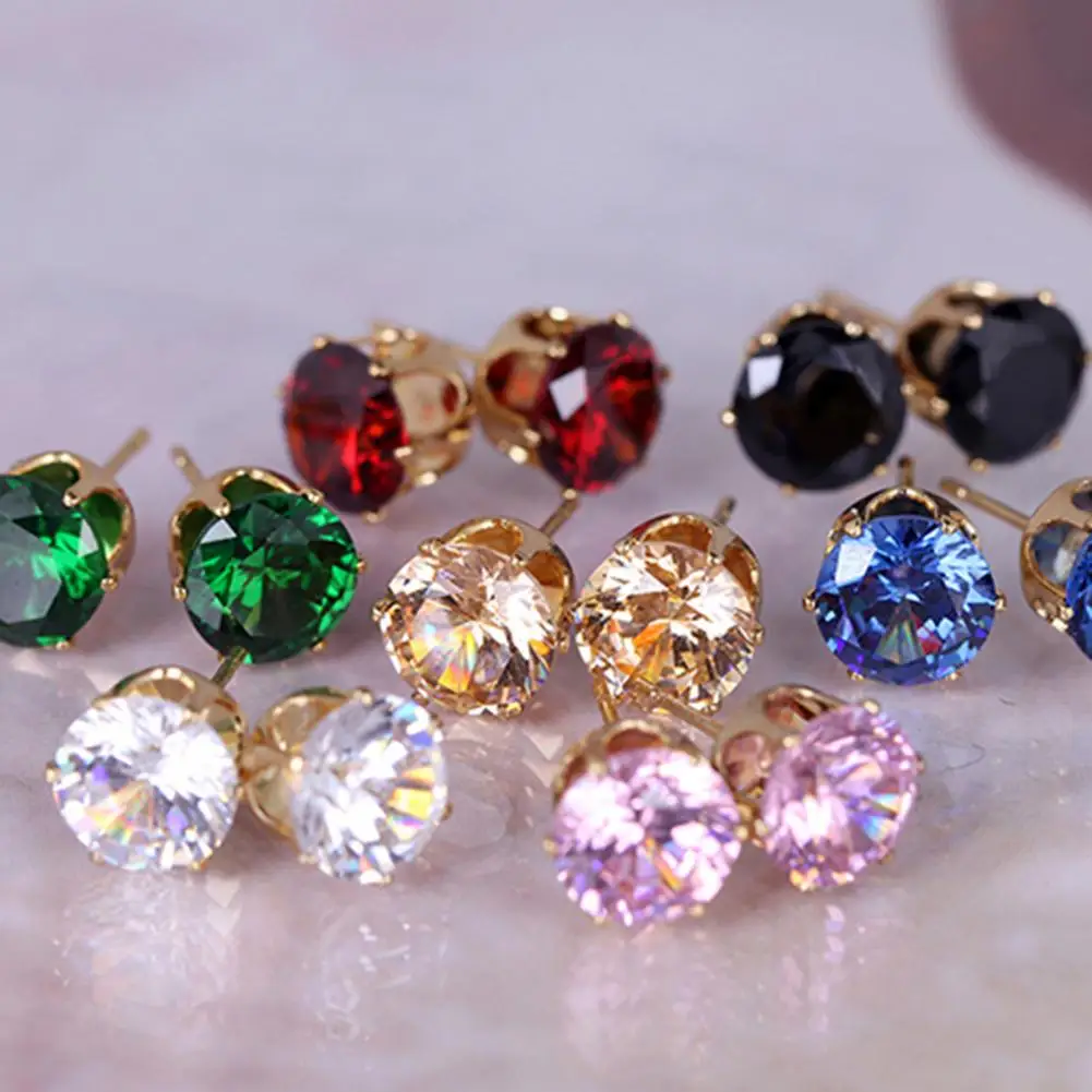 Ear Studs Elegant Cubic Zirconia Round Exquisite Earrings for Dating Stud Earrings for Women Ear Ring