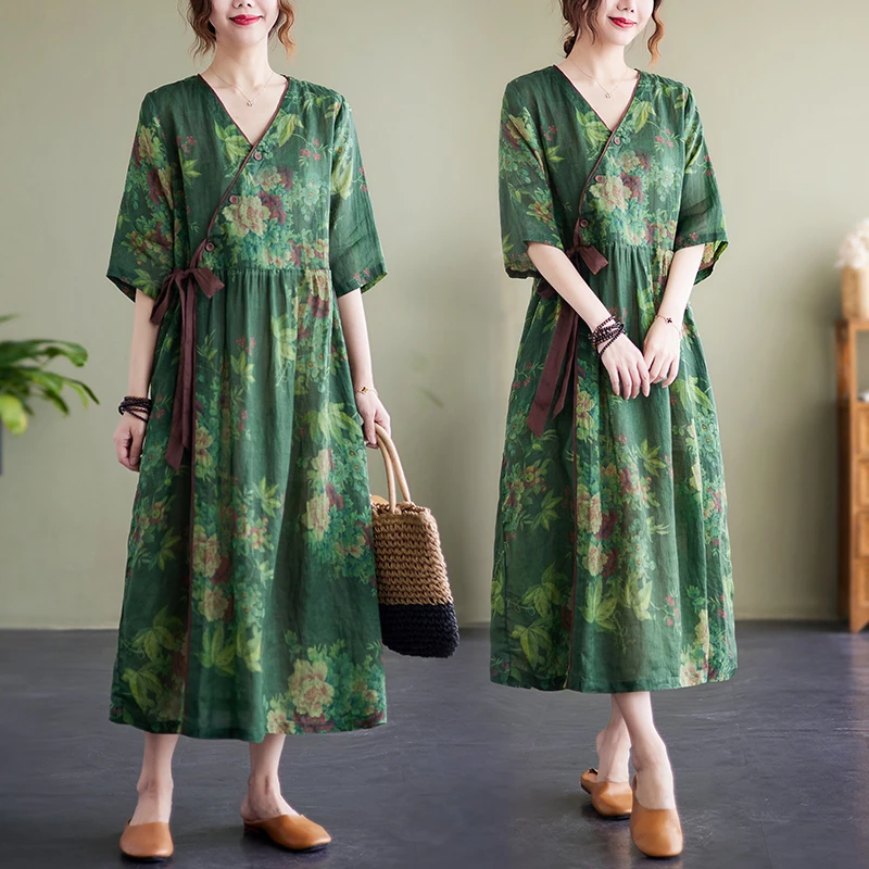 

Цветочный принт f Sve Хлопково-льняная юбка Dr V Ne на пуговицах спереди с высокой талией для больших размеров Женская летняя винтажная юбка