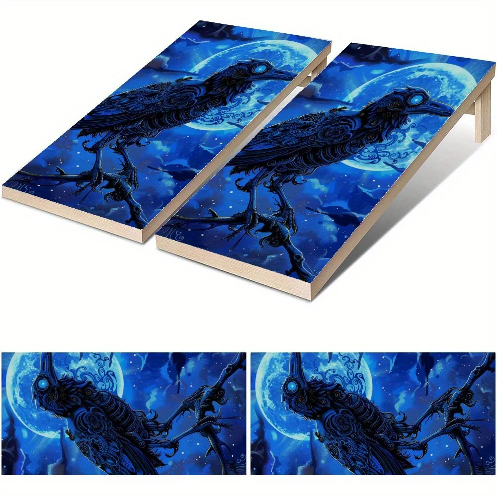 

Mysterious Blue Raven Soul Waterproof Cornhole Board Vinyl Wraps, PVC Outdoor Game Board Design, Perfect for Sports & Leisure Ac
