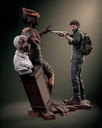 Resin Figure Model Kits, Last US Joel Zombie, No Color, RW-1212, 1:24, 75mm, 1/18, 100mm