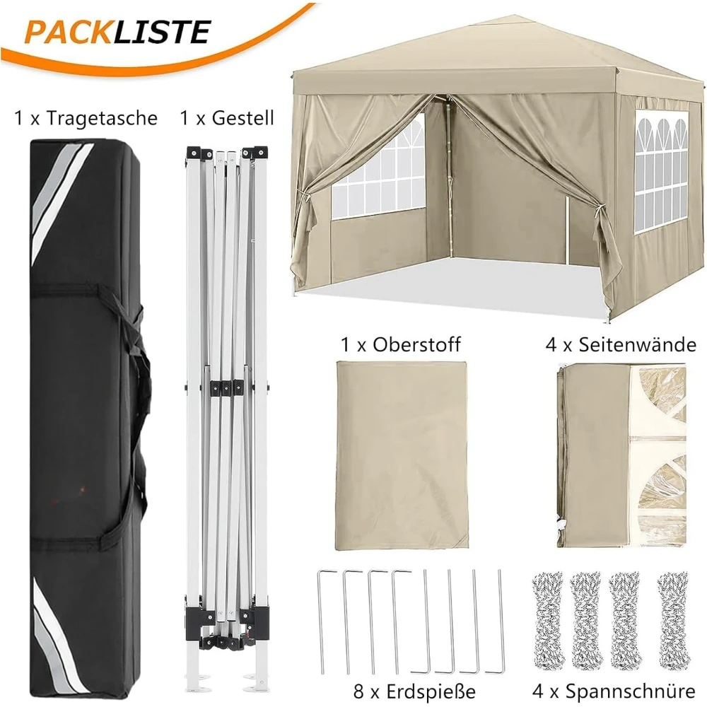 Imagem -05 - Pop up Waterproof Shelter Canopy Paredes Laterais Removíveis Bolsa de Transporte Cordas Estacas Sombra 10x10ft