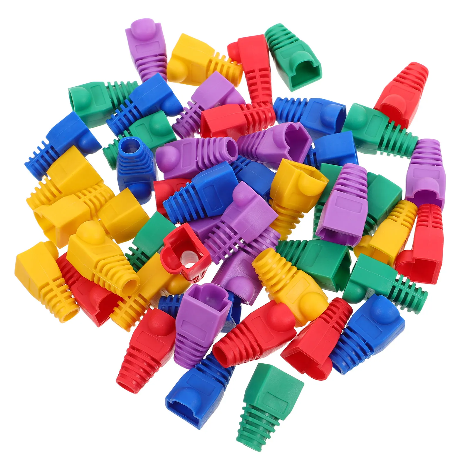 50Pcs Ethernet Cable Connector Protective Boots PVC Cable Sleeve Covers for Cat6 Cat7 Network Cables Wire Management Dust