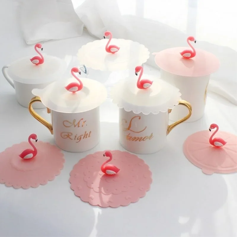 

1Pc Creative Flamingo Anti-Dust Tea Cup Cover Silicone Leakproof Coffee Lid Cap Heat Resistance Cup Cover
