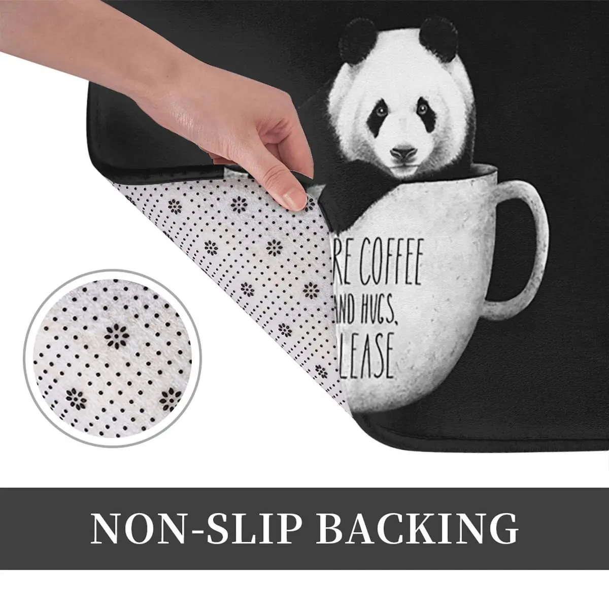 Panda With Coffee Doormat Kitchen Entrance Home Floor Mat Anti-slip Carpet Rug for Living room Footpad Mats