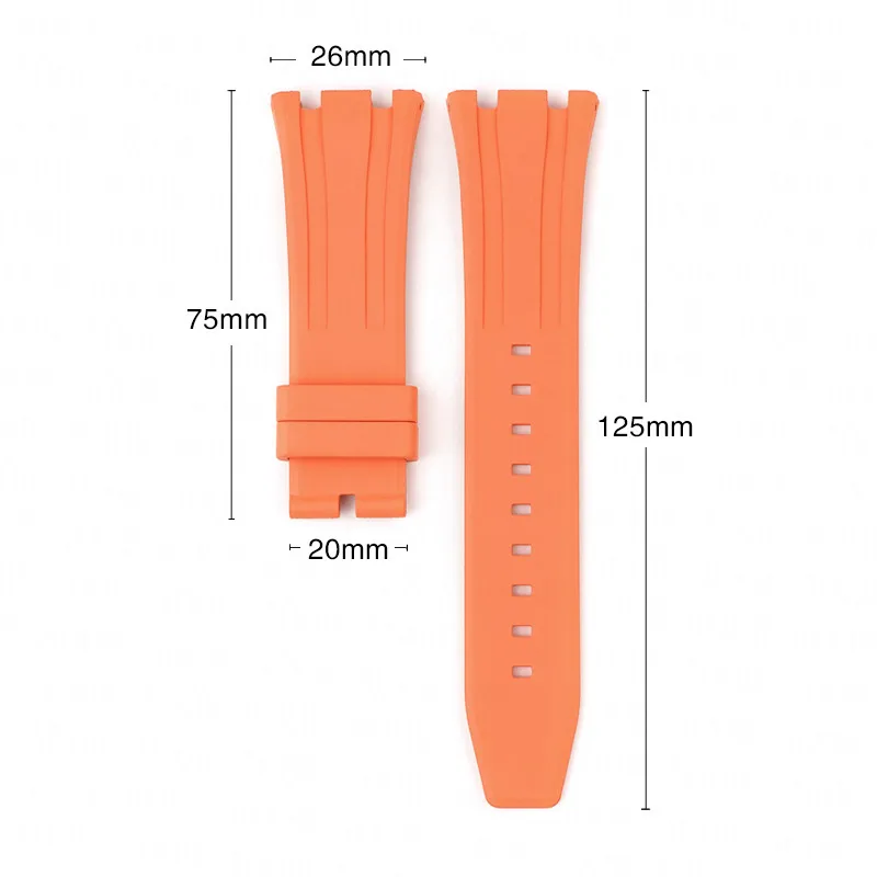 Fluoro Rubber Strap for Audemars Piguet Royal Oak 15400 15500 26331 Butterfly Buckle Men Soft FKM Replace Watch Band for AP 26mm