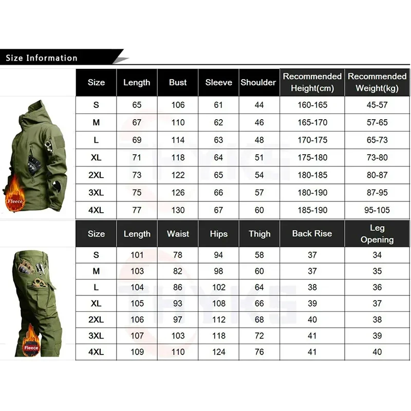 3PCS Mens Camo Tactical Sets Hooded Zipper Jackets Military Outdoor Pants Shirts Winter Fleece Cargo Softshell Suit Waterproof