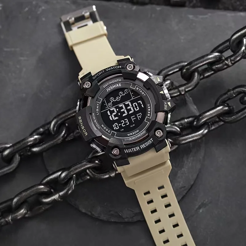 2025 ساعات عسكرية للرجال موضة جديدة عادية LED الرقمية الرياضة في الهواء الطلق مقاوم للماء مضيئة مستديرة الهاتفي ساعة معصم الإلكترونية