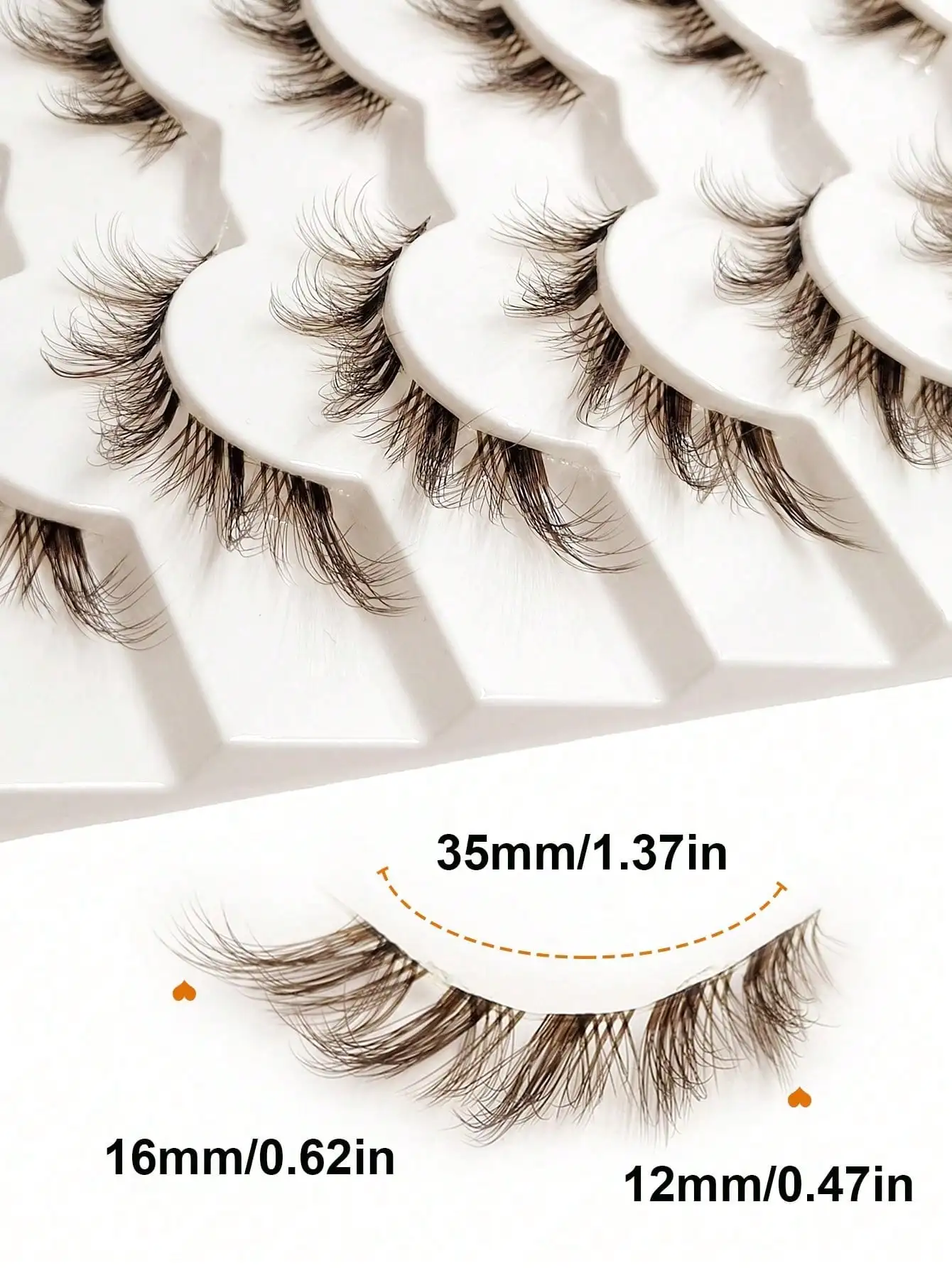 6 คู่ปุยสีน้ําตาลขนตาปลอมขนตาโปร่งใสที่มองไม่เห็น Band Lashes Crisscross Curl Fox Eye Effect Faux Mink Lashes