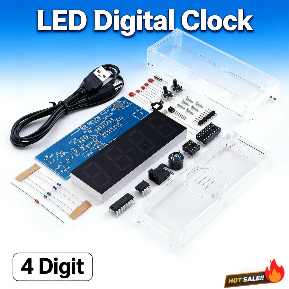 Colorful Digital Clock Electronic Kit Time Week Temp Date Display Electronical Clock Making Experiment Kit for Soldering Project