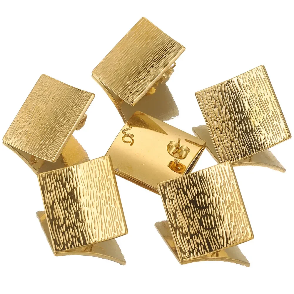 6pcs Gold Stainless Steel Earrings Square Earring Base Hooks Making Supplies Connectors Earrings Jewelry Materials Wholesale