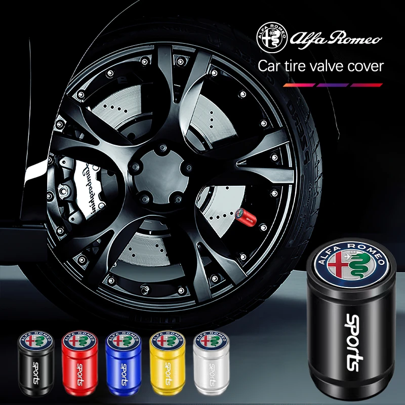Aluminium Alloy 4pcs Car Tire Valve Cap For Alfa Romeo Giulia Stelvio Giulietta 156 159 147 Mito Tonale Brera Disco Volante