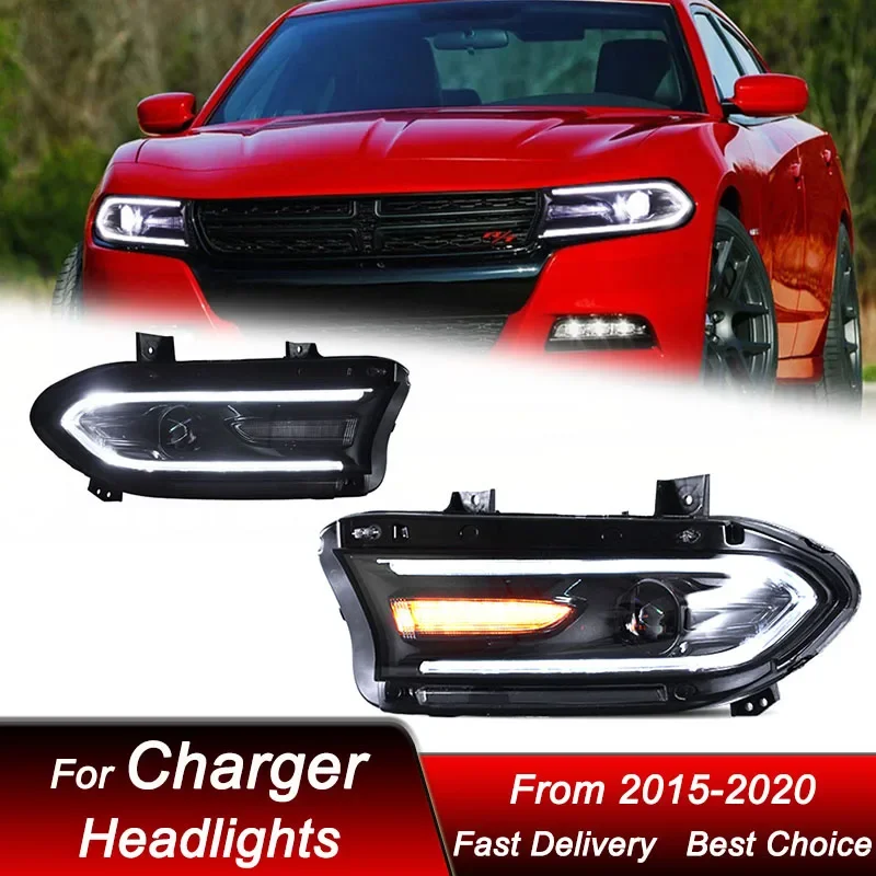 

Pop Car Styling Headlights For Dodge Charger 2015-2020 New Style Full LED Auto Headlamp Assembly Projector Lens Accessories Kit