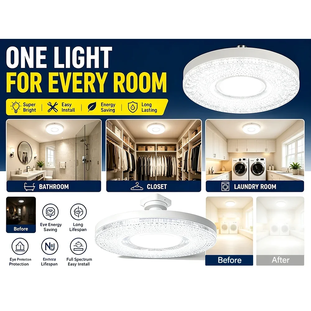 E27 LED Crystal Chandelier Highlight UFO Lamp Modern Home Decor Lights Living Room Balconie Kitchen Bedroom Household LED Lamp