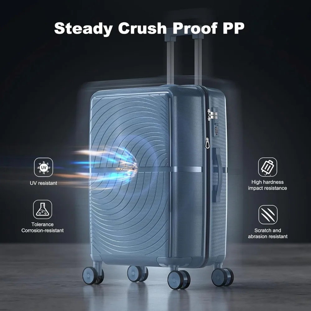 Conjunto de bagagem, conjunto de mala rígida de 3 peças, bagagem de 20 polegadas, 24 polegadas, 28 polegadas, conjunto de bagagem de viagem, mala grande com rodas