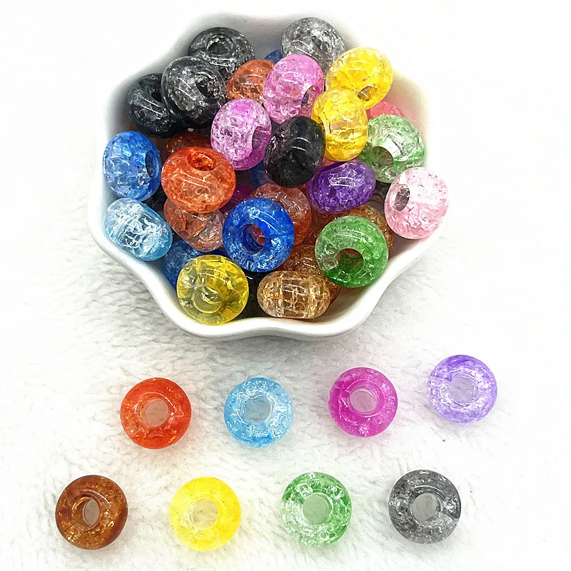 20pcs/lot 14mm Mix Colour Big Hole Acrylic Beads Spacer Loose Beads for Jewelry Making DIY Handmade Accessories(hole:5mm)