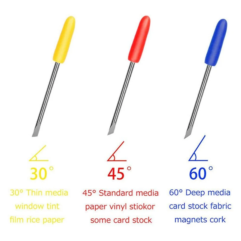 30 Pcs 30/45/60 Degree Blade Vinyl Cutter Plotter Cutting Blades For CB09 CB09U Graphtec With Blade Holder Base