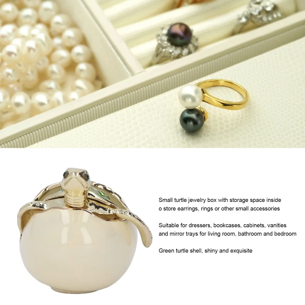 

Jewelry Boxes Zinc Alloy Turtle Trinket Box Green Metal Holder Turtle Figurine Enamel Coating Turtle Jewelry Box Home Decor