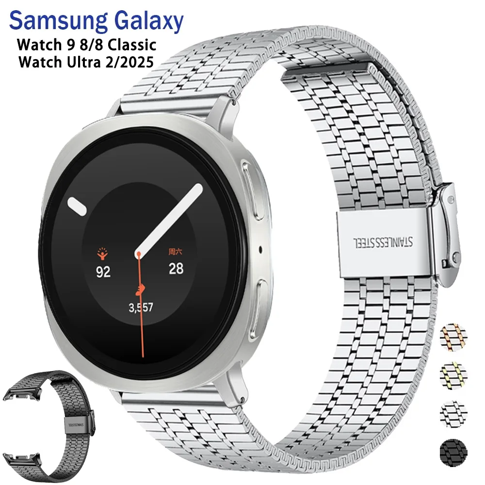Stainless Steel Band for Samsung Galaxy Watch 9 8 40mm 44mm/8 Classic 46mm Metal Straps for Galaxy Watch Ultra 2 2025 Watchband