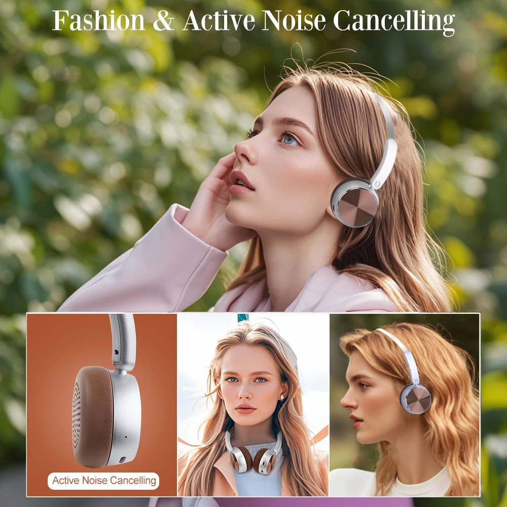 Metal Wireless Retro Headphones 80H Playtime Bluetooth 5.4 Headset Fashion Vintage HiFi Sound On Ear Headphone Valentine Gift