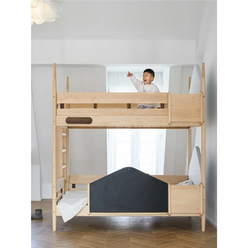 Snow castle bed, solid wood bed, half-height slide bed, bunk , children