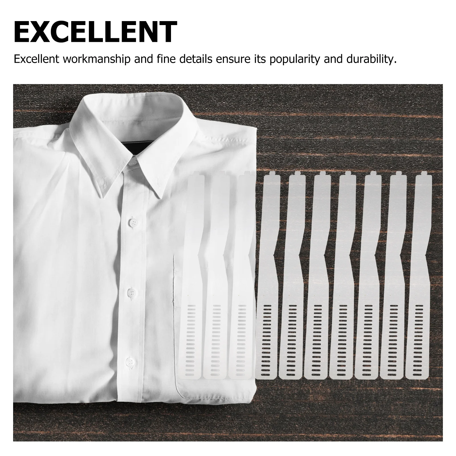 100 Uds. Tiras para cuello de camisa, tiras de fijación de plástico transparente para camisas, suministros de fijación de cuello duraderos ajustables