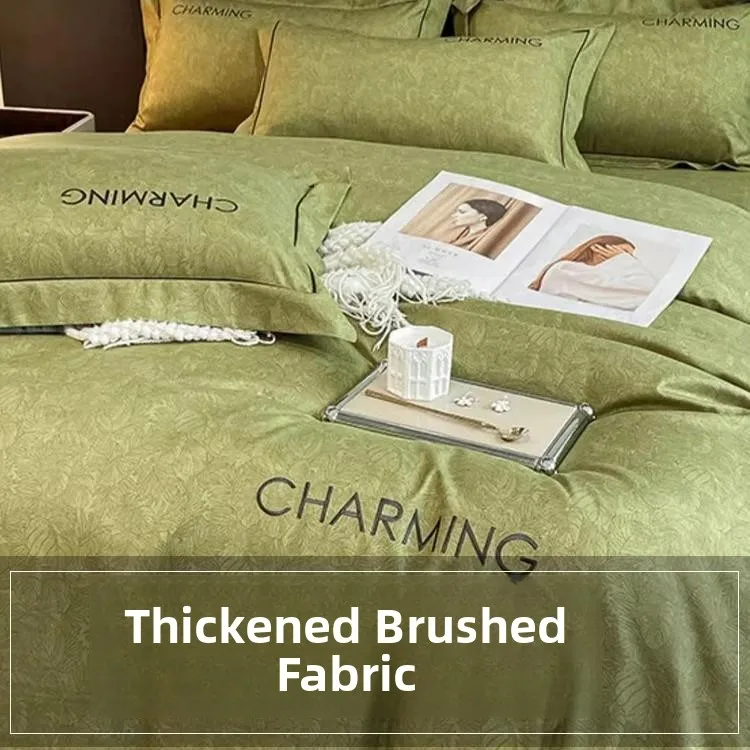 Juego de Ropa de Cama Acolchada de Tres Piezas, Sábanas para Dormitorio, Ropa de Cama Otoño Invierno, Funda de Edredón Verde, Colchoneta para Cuna