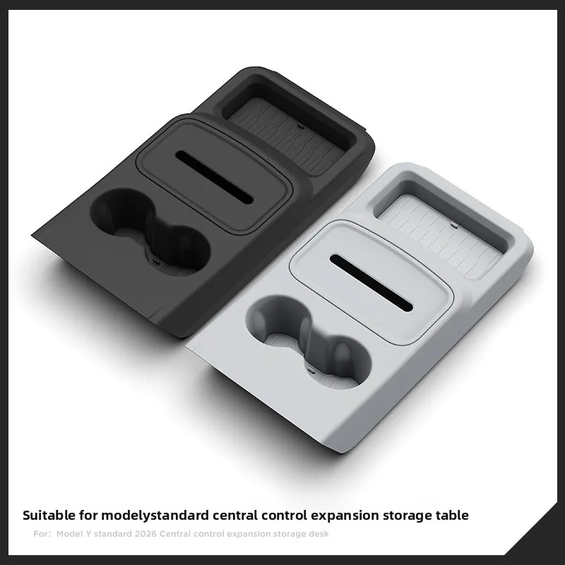 For 2025 Tesla Model Y Standard RWD Center Console Storage Box Multi-Function Cup Holder Drink Rack Organizer Tray Auto Interior