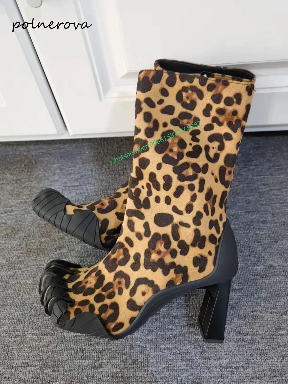 Newest Five Finger Ankle Boots Sexy Chunky Heel Boots Fashion Sexy Runway Banquet Luxury Shoes Hot Girls Spring Novelty Leisure