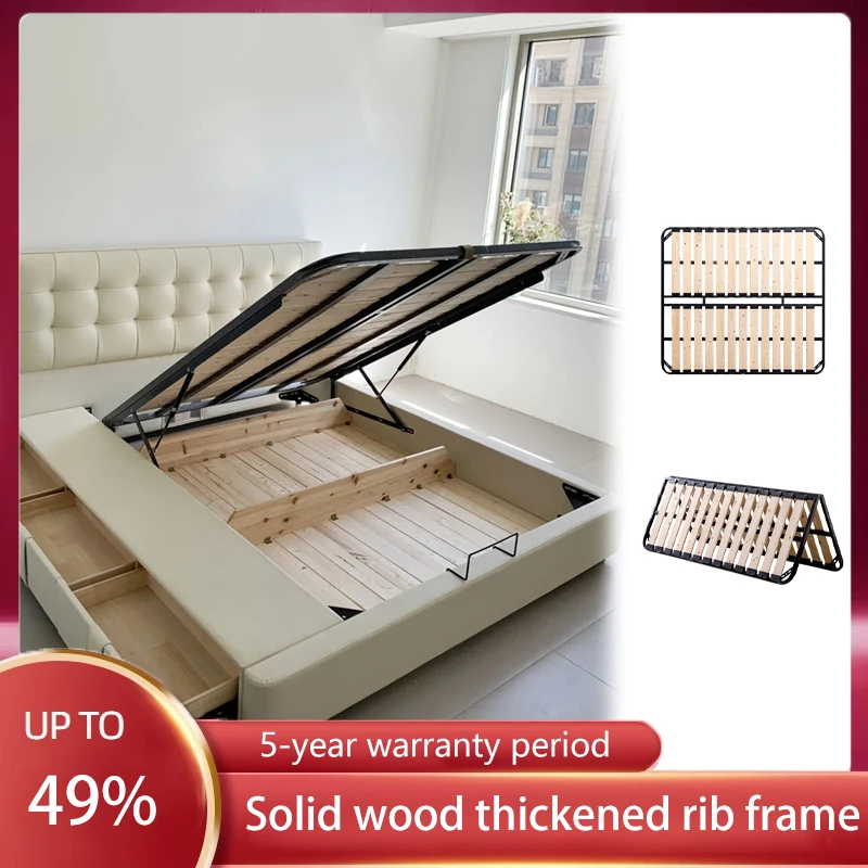 

Tatami Row Frame Solid Wood Thickened Hard Bed Board Breathable Moisture-proof Folding Ridge Guard Pine Bed Frame