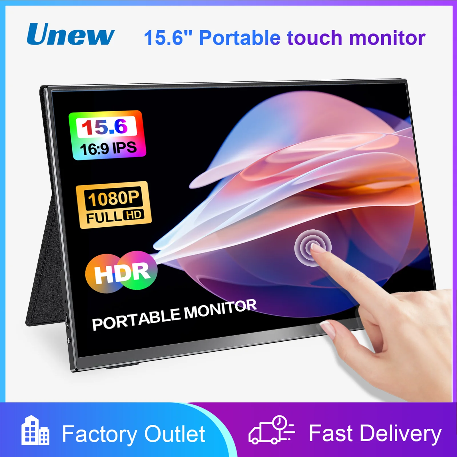 

15.6 inch Portable Touch Monitor 1080P FHD IPS Screen Display HDMI Type-C for Xbox Switch PS4/5 Phone Notebook Laptop