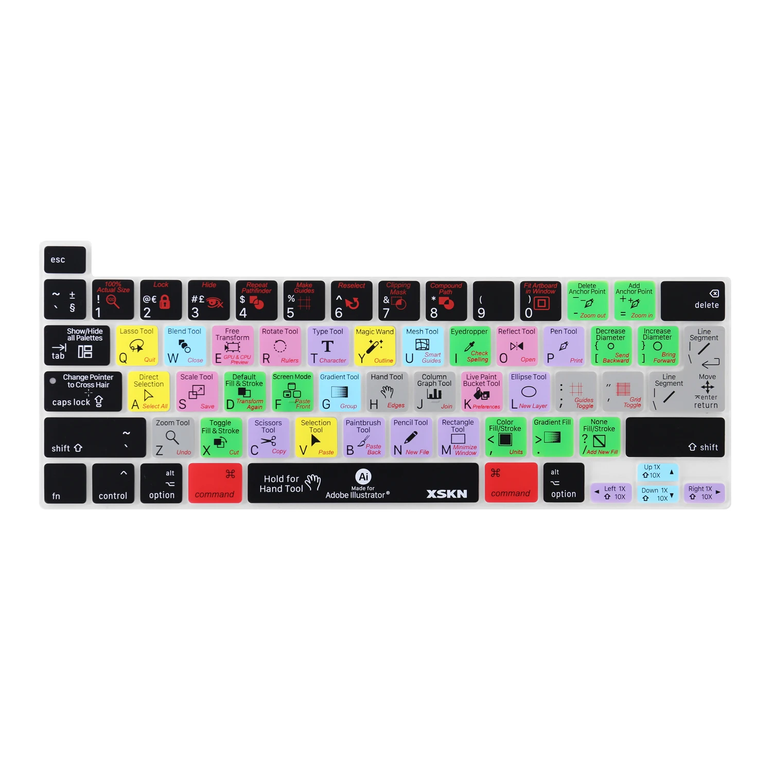 

XSKN Illustrator Shortcuts Silicone Keyboard Cover for MacBook Pro 13.3/16 inch with Touch Bar A2338 M2 M1 A2289 A2251 A2141