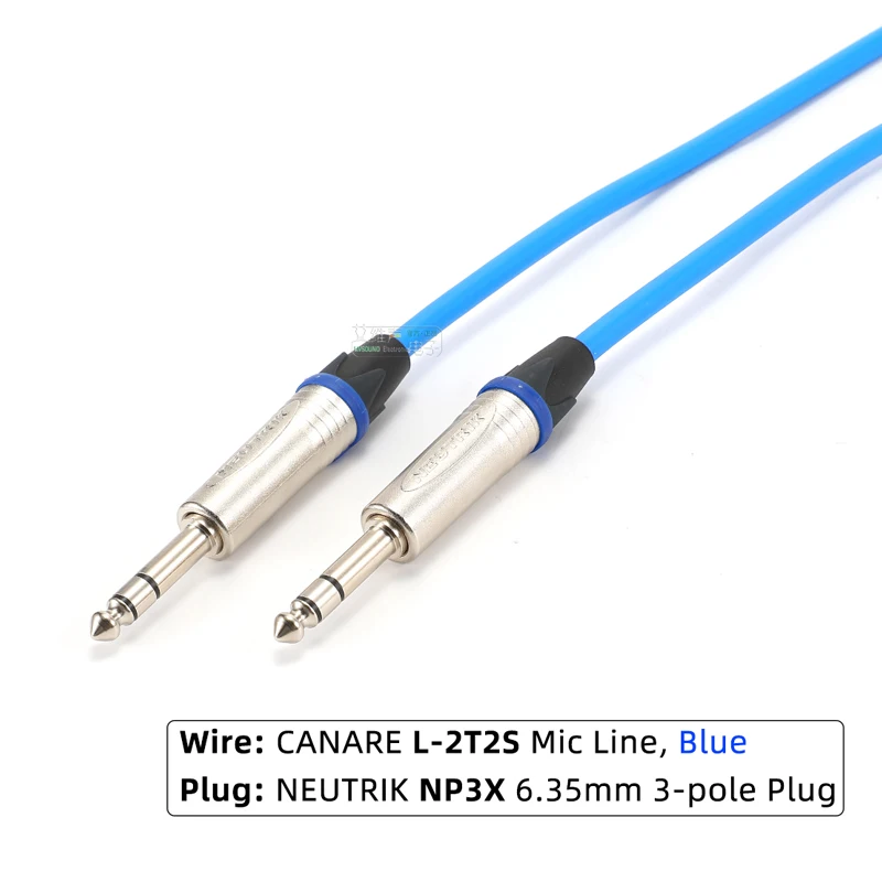 NEUTRIK 6.35 to 6.35 jack Balanced Microphone Cable 3-pore CANARE Audio Line L-2T2S, For DIY Wireless Mic Mixer Computer Cables