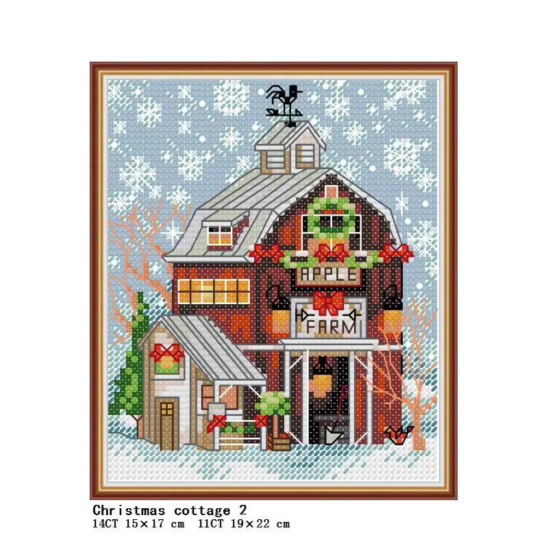 Christmas cottage pattern Mini kit punto croce scenario invernale fai-da-te 14CT 11CT count stampa su tela ricamo cucito artigianato