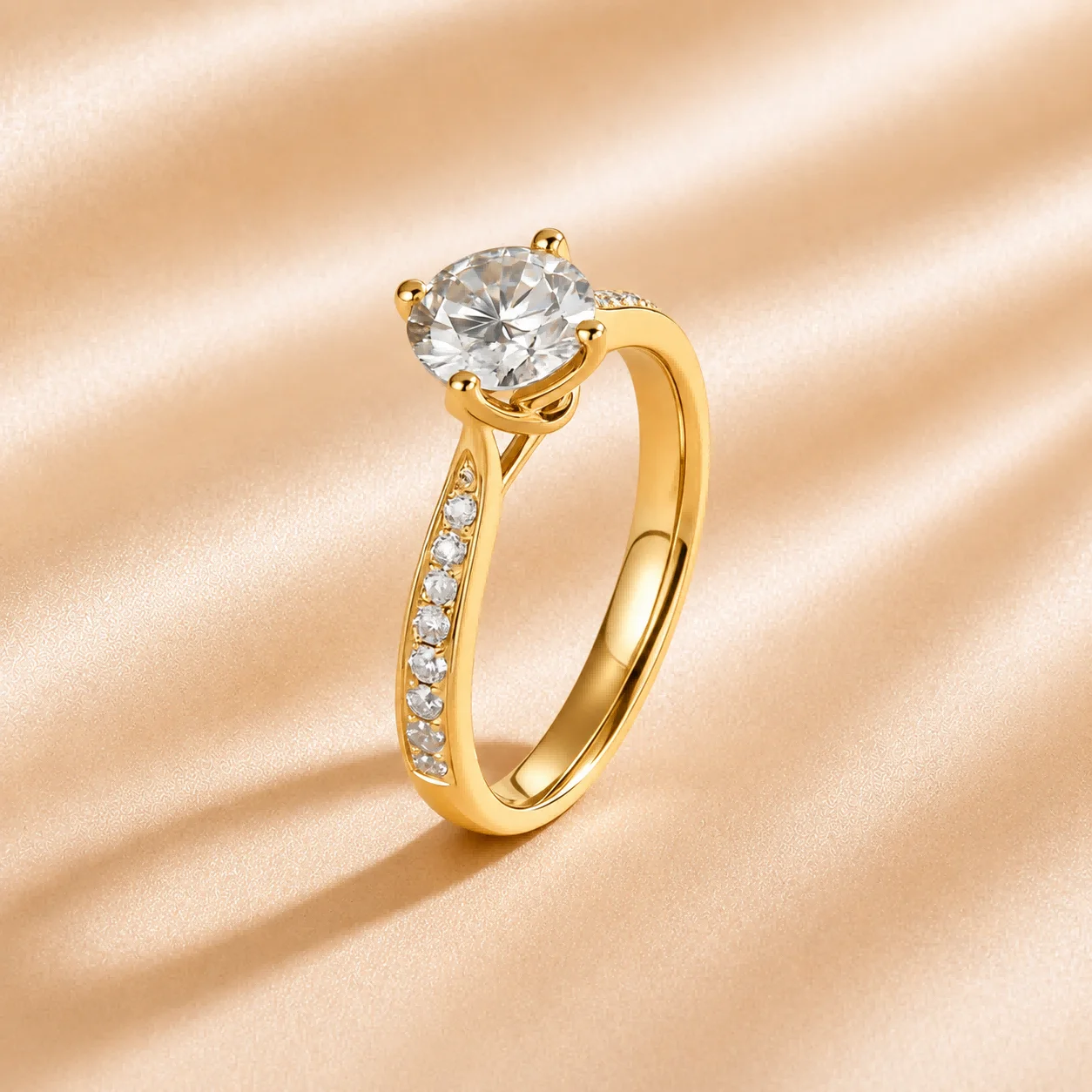 Custom Lab Grown Diamond 1ct to 3ct 9K 14K Gold VVS Clarity D Color Wedding Anniversary Promise Engagement Ring for Women