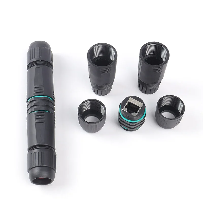 IP68 Waterproof RJ45 Gold-Plated Ethernet Coupler Shielded CAT6 Outdoor LAN Cable Connector for Enhanced Network Performance