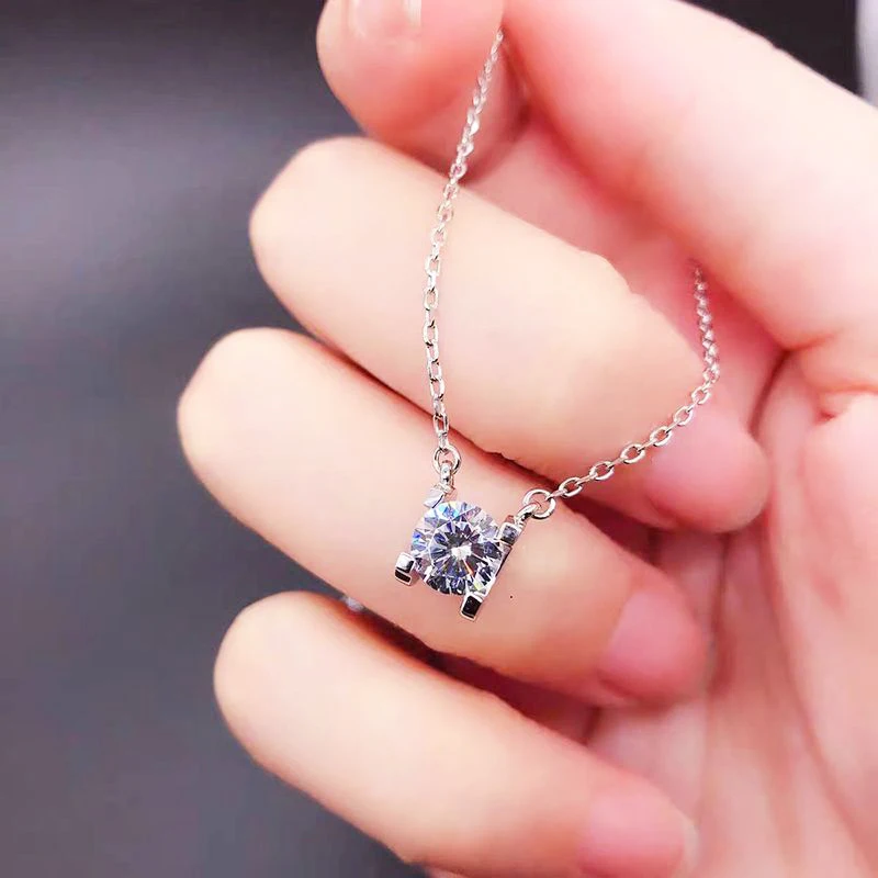 100% Real D Color Moissanite Pendant Necklace GRA Certificate for Women Wedding Bridal S925 Sterling Silver Fine Jewelry