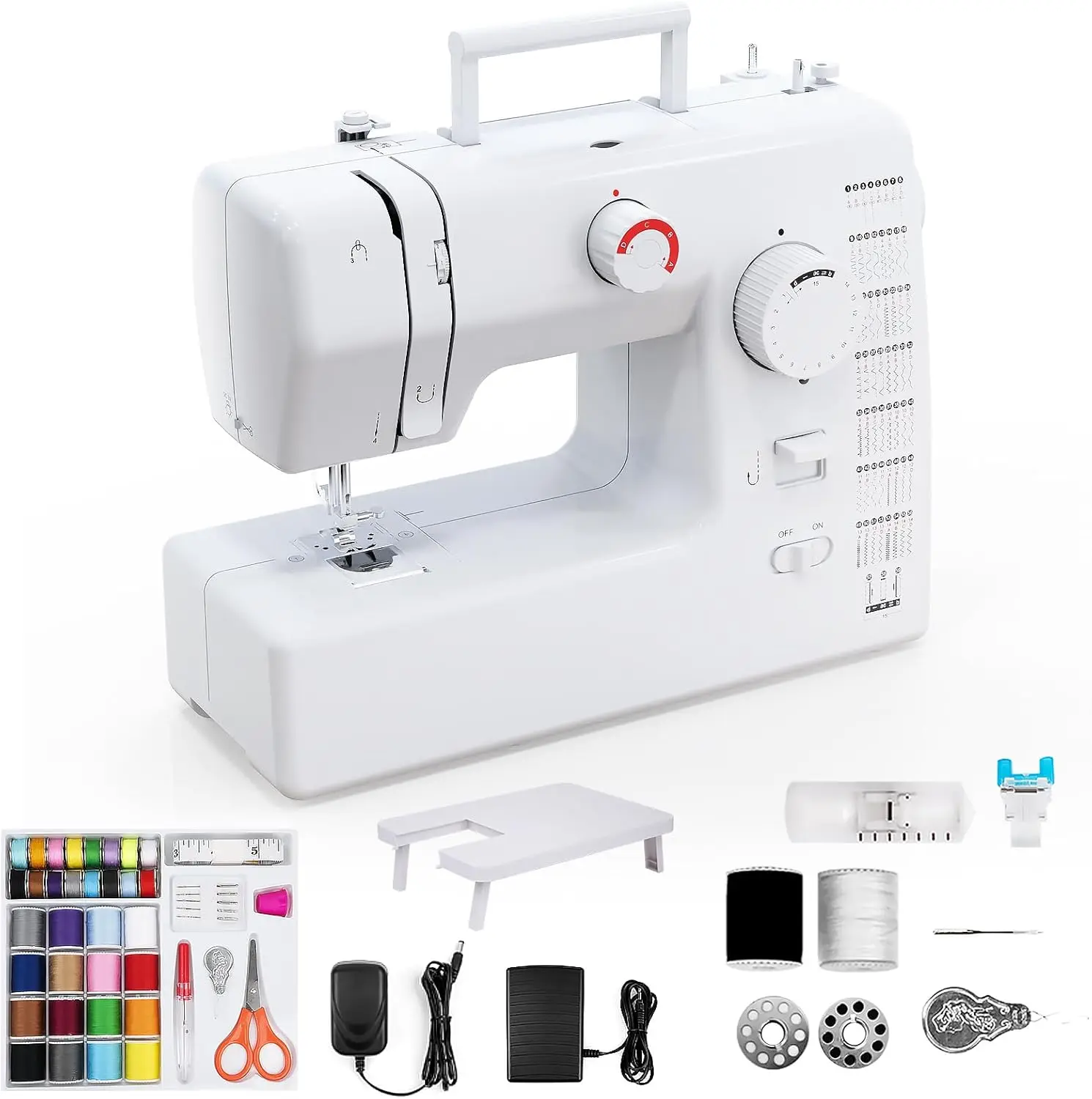 Mini Sewing Machine For Beginners, 59 Built-In Stitches Portable Electric Sewing Machine With Reverse Sewing, 2 Speed,