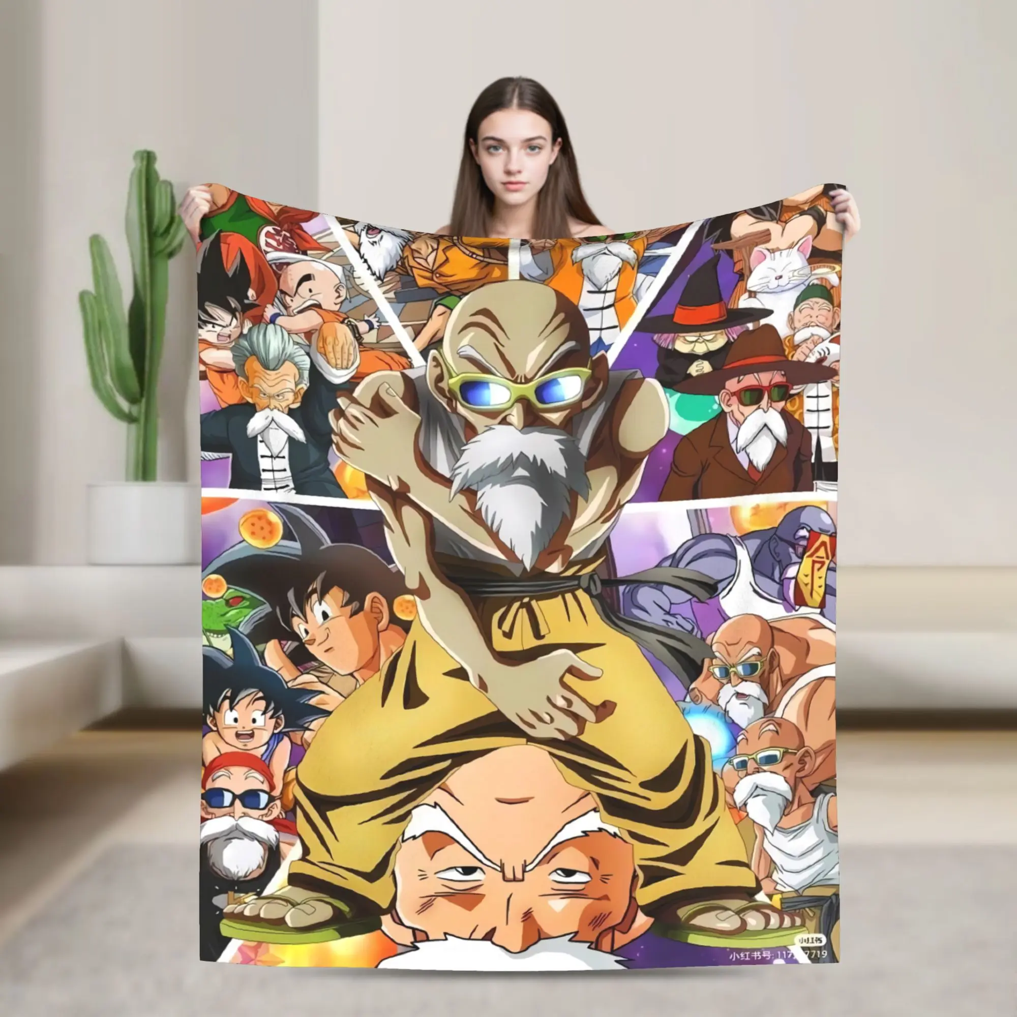Warm Blanket Child New Anime Dragon Ball Master Roshi Throw Blanket  Flannel Bedspread For Living Room Fluffy Sofa Bed Cover